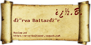 Árva Baltazár névjegykártya